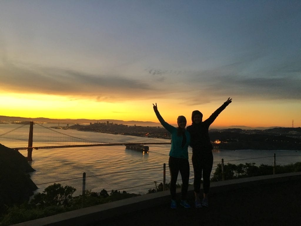 sunrise over the golden gate bridge