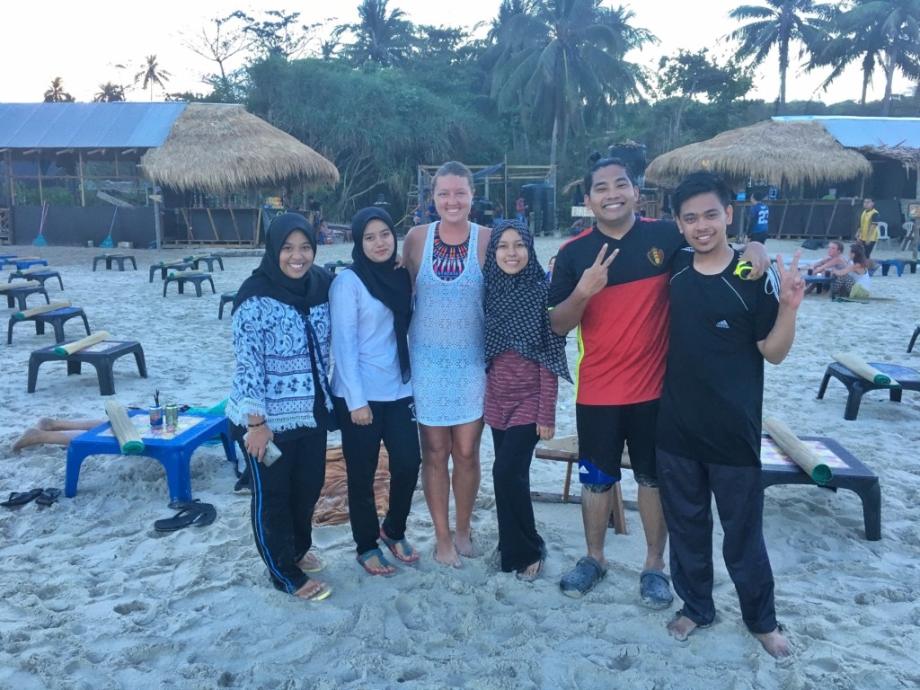 Tourist with locals