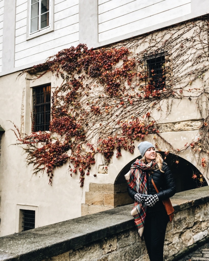 Female traveler during fall