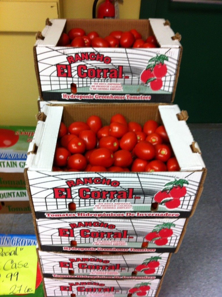 boxes with tomatoes