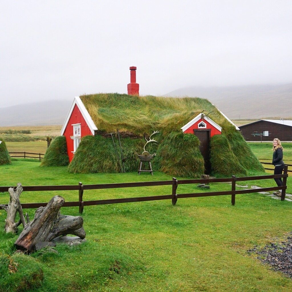 grass covered house