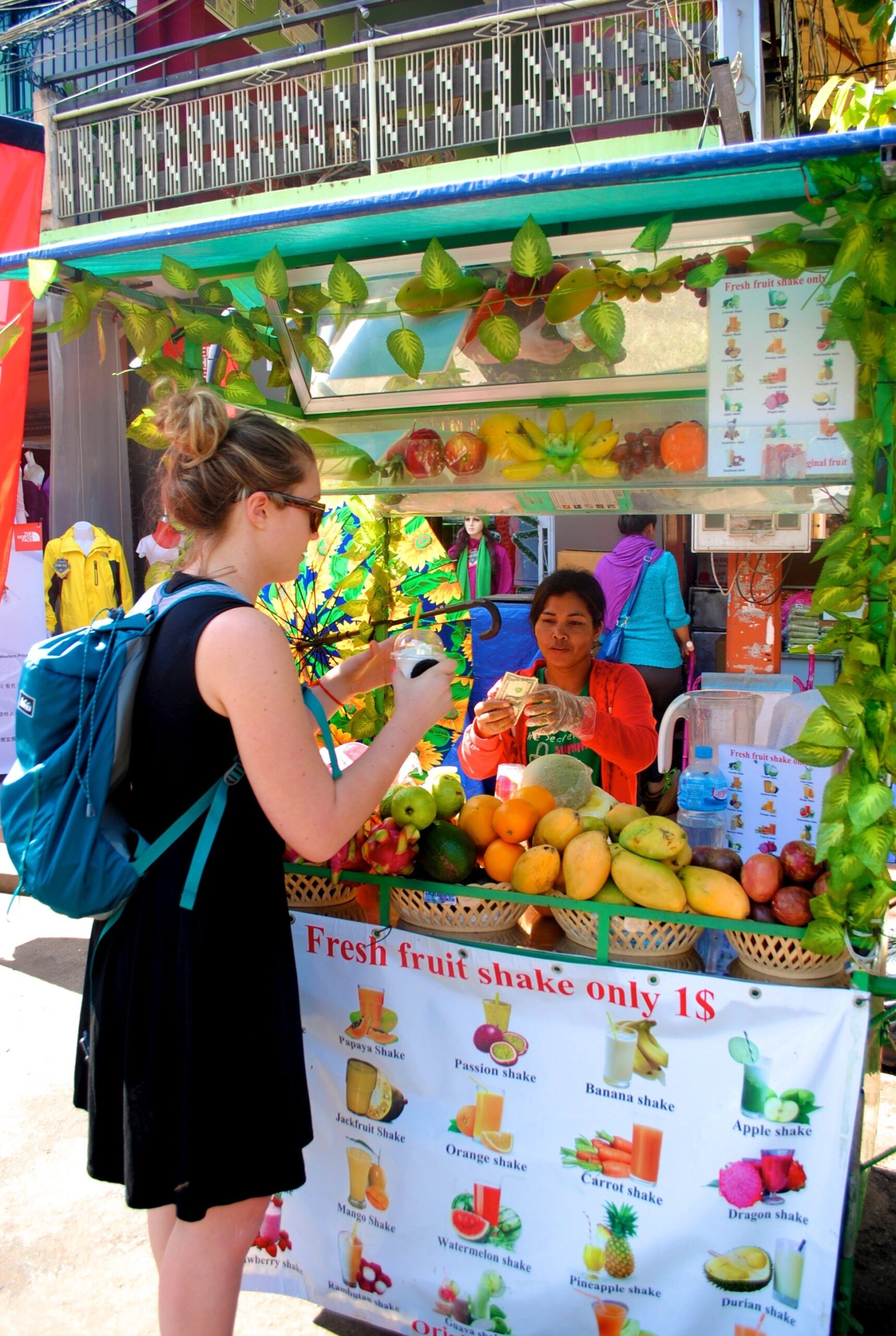 Fruit shake stand in Siem Reap