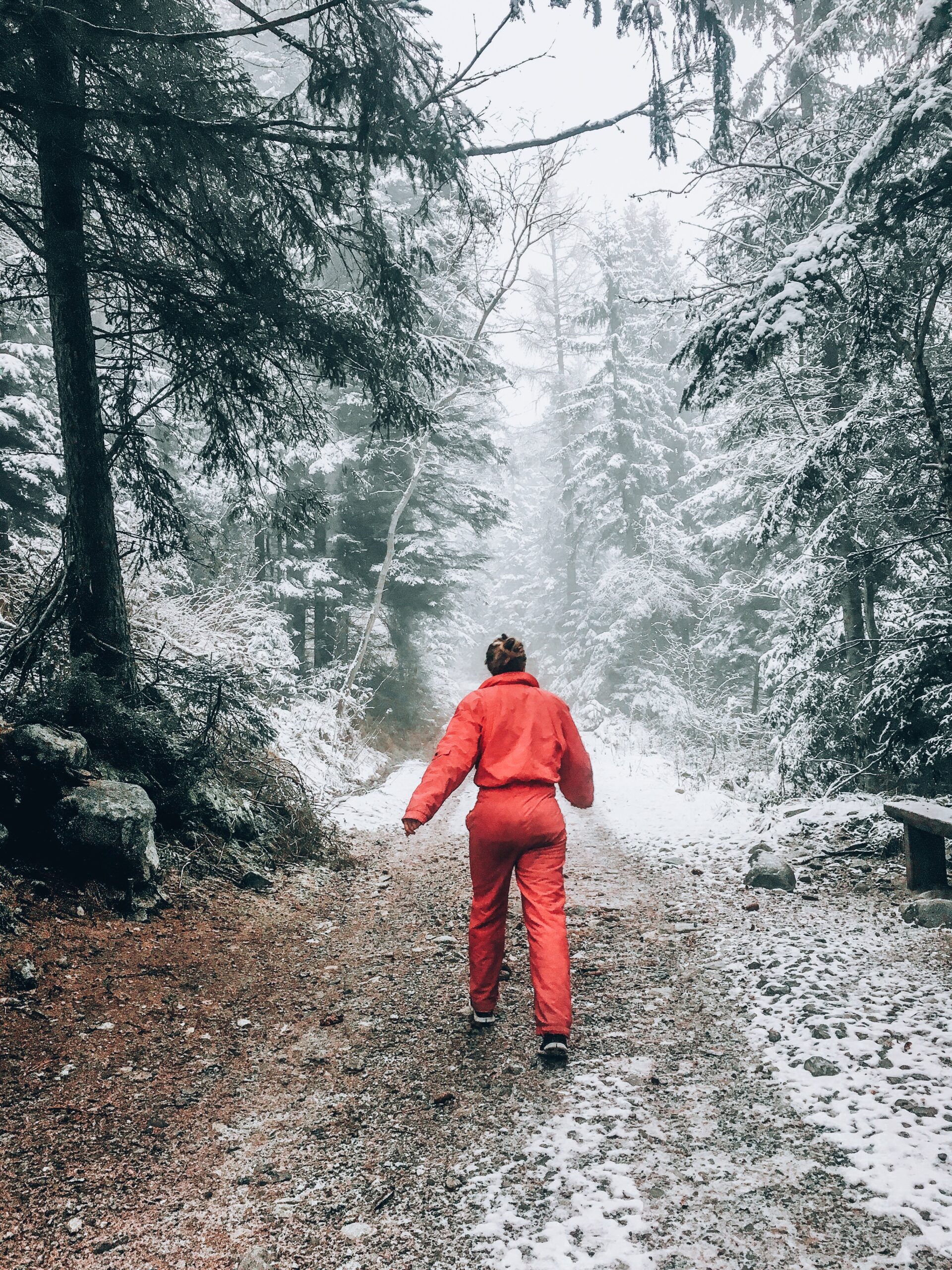hiking in the snow