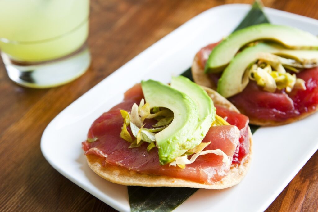 Tuna tostadas at Tacolicious restaurant in San Francisco, CA.